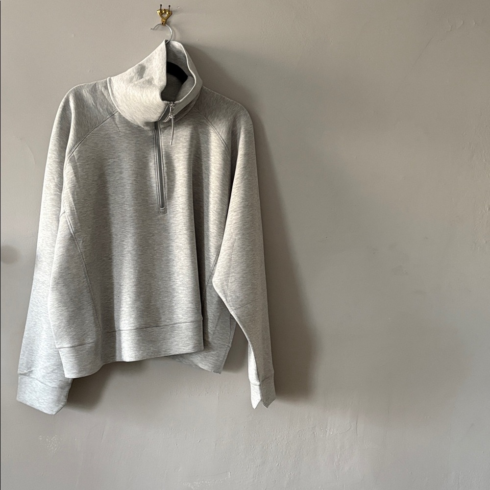 Spanx air essentials half zip light grey heather … - image 4